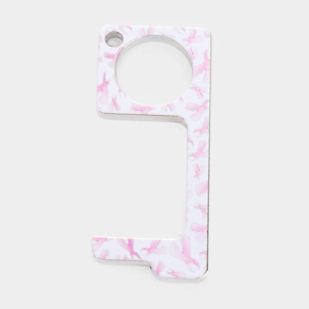 Pink Ribbon Print Touchless Door Opener Button Push Tool - Madeline Love - Flyclothing LLC