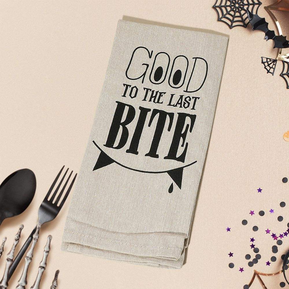 GOOD TO THE LAST BITE Halloween Message Kitchen Towel - Madeline Love - Flyclothing LLC