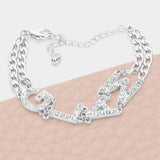 GLAM Rhinestone Embellished Message Bracelet - Madeline Love - Flyclothing LLC