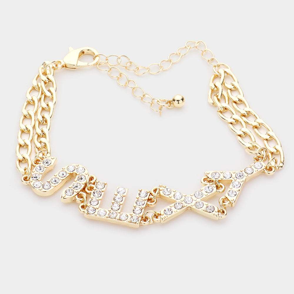 SEXY Rhinestone Embellished Message Bracelet - Madeline Love - Flyclothing LLC