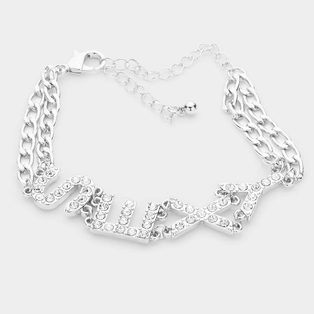 SEXY Rhinestone Embellished Message Bracelet - Madeline Love - Flyclothing LLC
