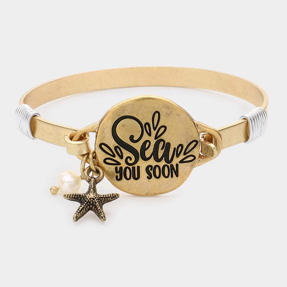Sea You Soon Message Starfish Charm Hook Bracelet - Madeline Love - Flyclothing LLC