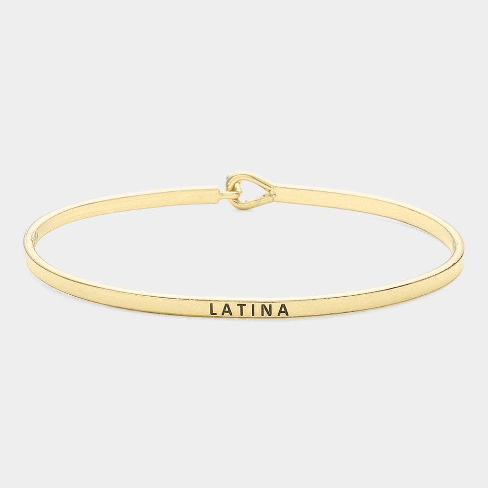 "Latina" Thin Brass Metal Hook Bracelet - Madeline Love - Flyclothing LLC