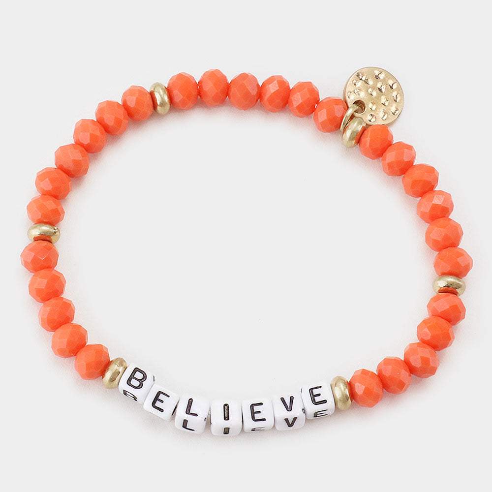 BELIEVE Faceted Beaded Stretch Bracelet - Madeline Love - Flyclothing LLC