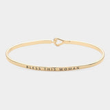 "Bless this woman" Thin Brass Metal Hook Bracelet - Madeline Love - Flyclothing LLC