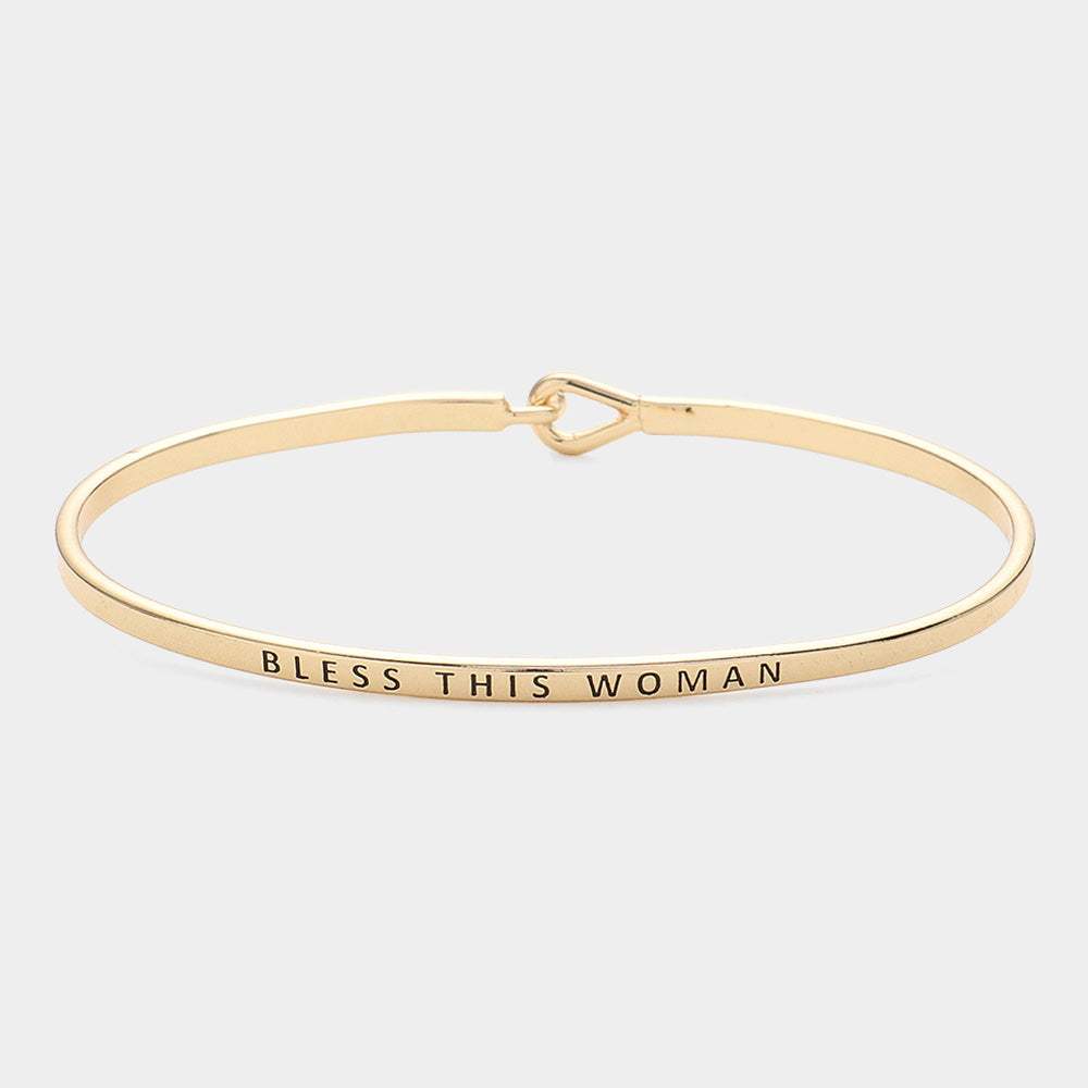 "Bless this woman" Thin Brass Metal Hook Bracelet - Madeline Love - Flyclothing LLC