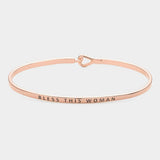 "Bless this woman" Thin Brass Metal Hook Bracelet - Madeline Love - Flyclothing LLC
