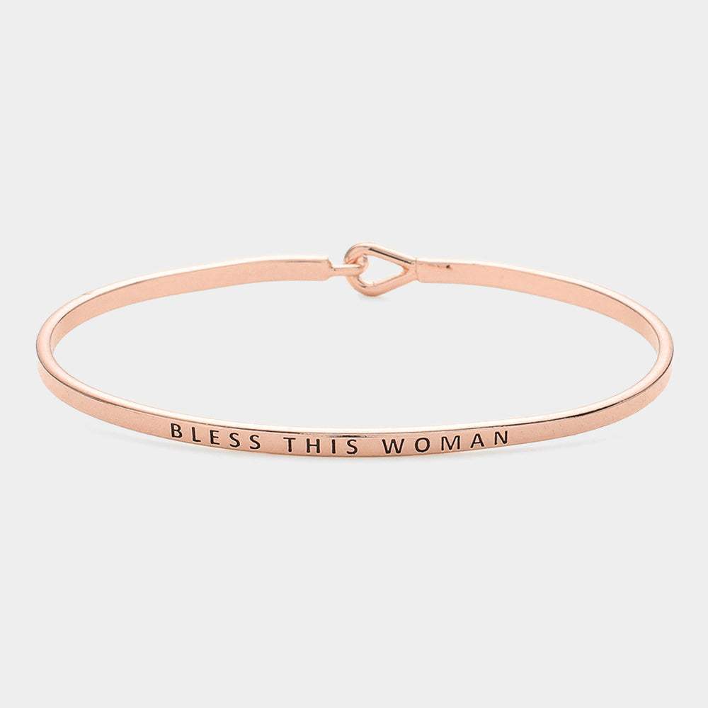 "Bless this woman" Thin Brass Metal Hook Bracelet - Madeline Love - Flyclothing LLC