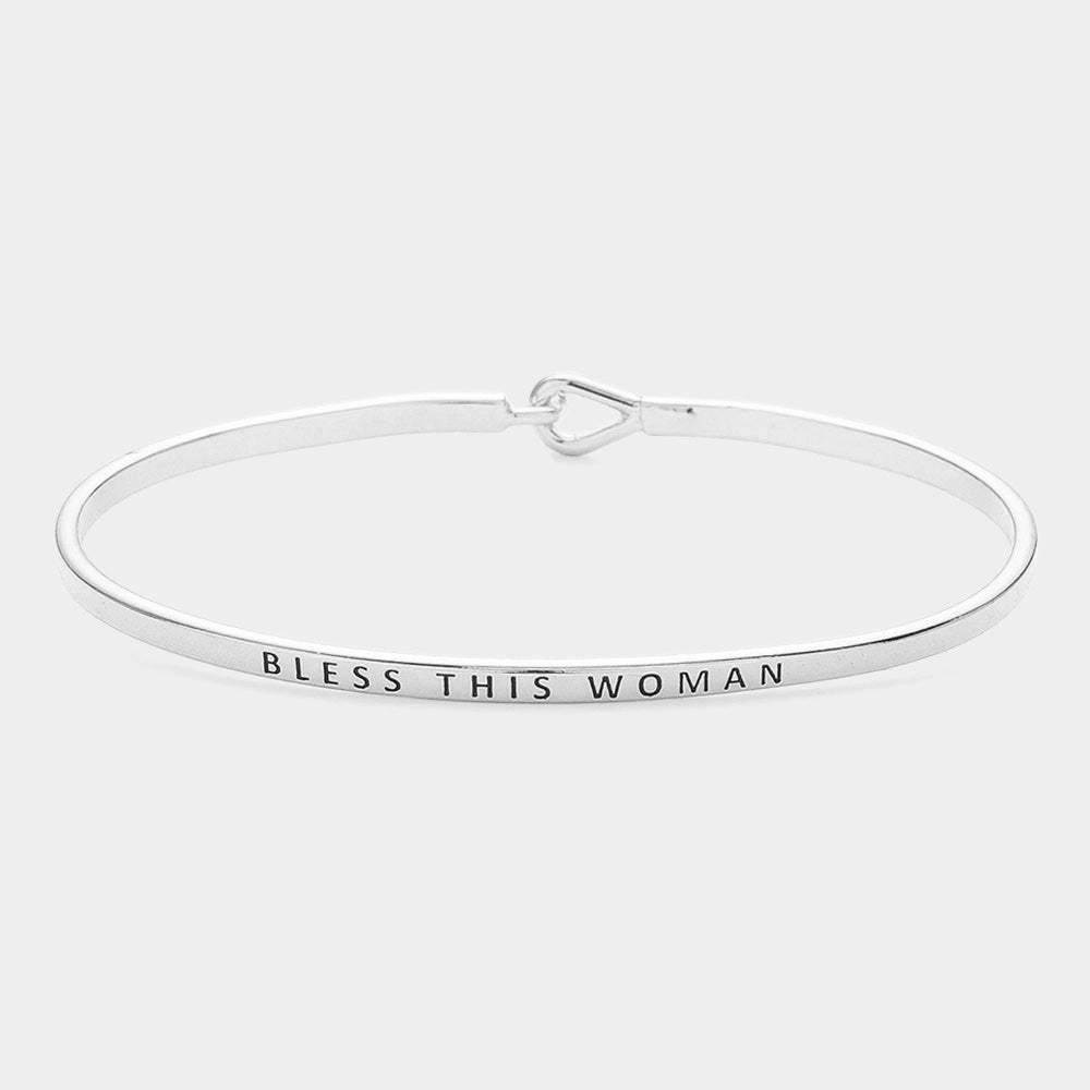 "Bless this woman" Thin Brass Metal Hook Bracelet - Madeline Love - Flyclothing LLC