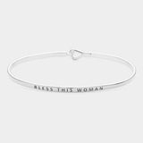 "Bless this woman" Thin Brass Metal Hook Bracelet - Madeline Love - Flyclothing LLC