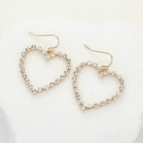 Stone Paved Open Heart Dangle Earrings - Madeline Love - Flyclothing LLC