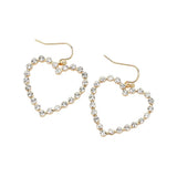 Stone Paved Open Heart Dangle Earrings - Madeline Love - Flyclothing LLC