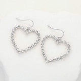 Stone Paved Open Heart Dangle Earrings - Madeline Love - Flyclothing LLC