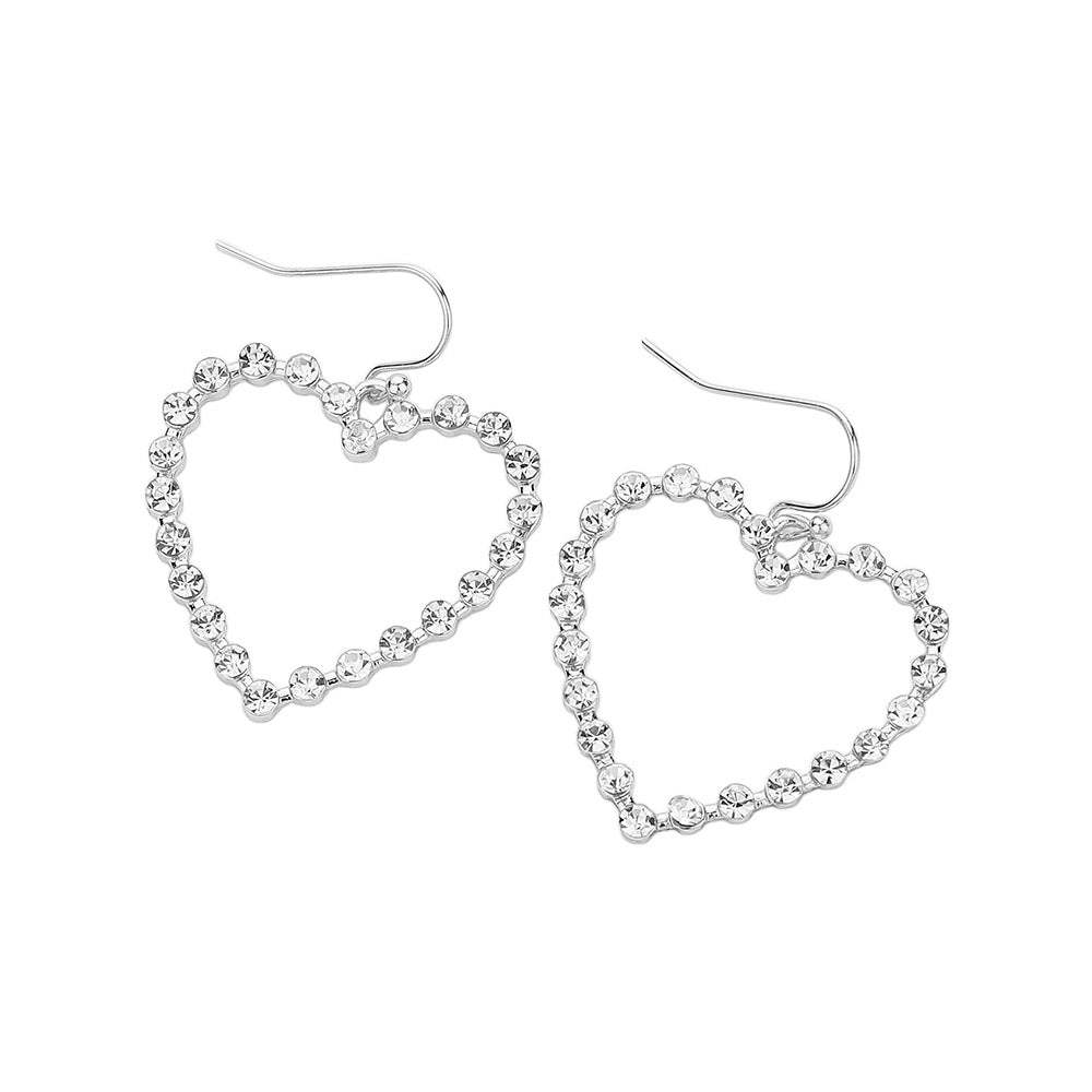 Stone Paved Open Heart Dangle Earrings - Madeline Love - Flyclothing LLC