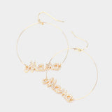 Rhinestone Mama Accented Open Metal Circle Dangle Earrings - Madeline Love - Flyclothing LLC