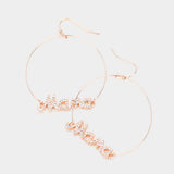 Rhinestone Mama Accented Open Metal Circle Dangle Earrings - Madeline Love - Flyclothing LLC