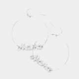 Rhinestone Mama Accented Open Metal Circle Dangle Earrings - Madeline Love - Flyclothing LLC