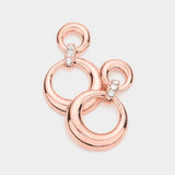 Crystal Detail Double Metal Door Knocker Hoop Earrings - Madeline Love - Flyclothing LLC