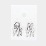 Crystal detail triple metal key drop earrings - Madeline Love - Flyclothing LLC