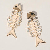 Oversized Stone Embellished Fish Earrings - Madeline Love - Flyclothing LLC