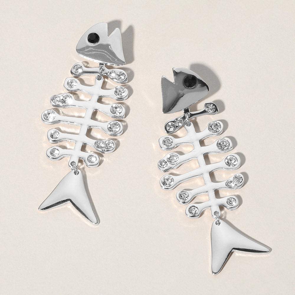 Oversized Stone Embellished Fish Earrings - Madeline Love - Flyclothing LLC