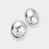 Rhinestone Paved Rim Metal Oval Earrings - Madeline Love - Flyclothing LLC