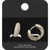 Gold Dipped CZ Stone Paved Huggie Hoop Earrings - Madeline Love - Flyclothing LLC