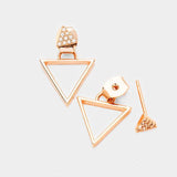 Cubic Zirconia Metal Triangle Earrings - Madeline Love - Flyclothing LLC