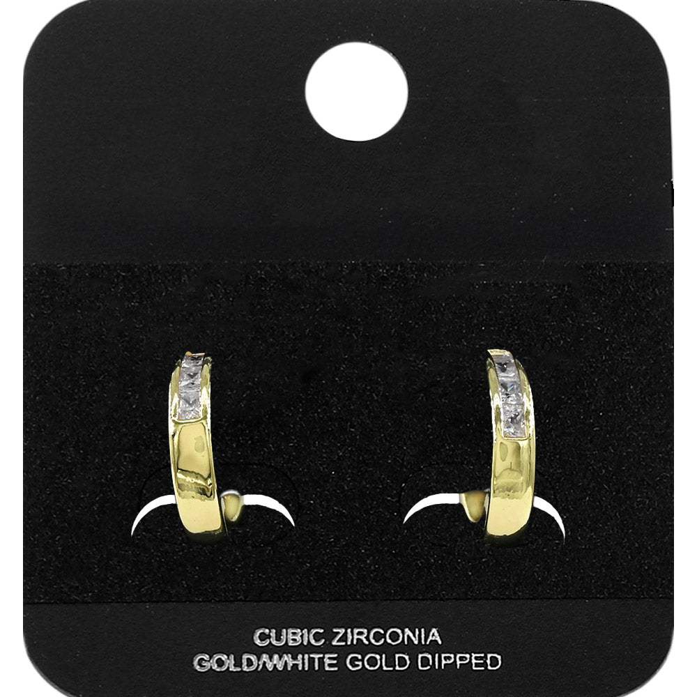 Gold Dipped CZ Mini Open Hoop Earrings - Madeline Love - Flyclothing LLC