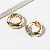 Gold Dipped CZ Stone Paved Huggie Hoop Earrings - Madeline Love - Flyclothing LLC