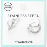 Stainless Steel Rectangular Stone Accent Beaded Mini Huggie Hoop Earrings - Madeline Love - Flyclothing LLC