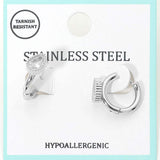 Stainless Steel Teardrop Stone Accent Mini Huggie Hoop Earrings - Madeline Love - Flyclothing LLC