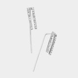 Crystal Accented Metal Ear Pin Earrings - Madeline Love - Flyclothing LLC