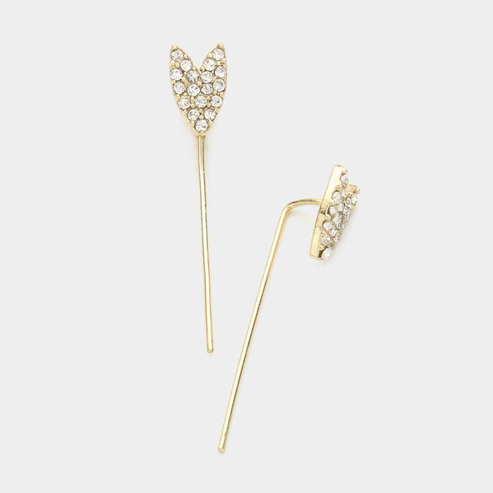 Crystal Pave Metal Ear Pin Earrings - Madeline Love - Flyclothing LLC