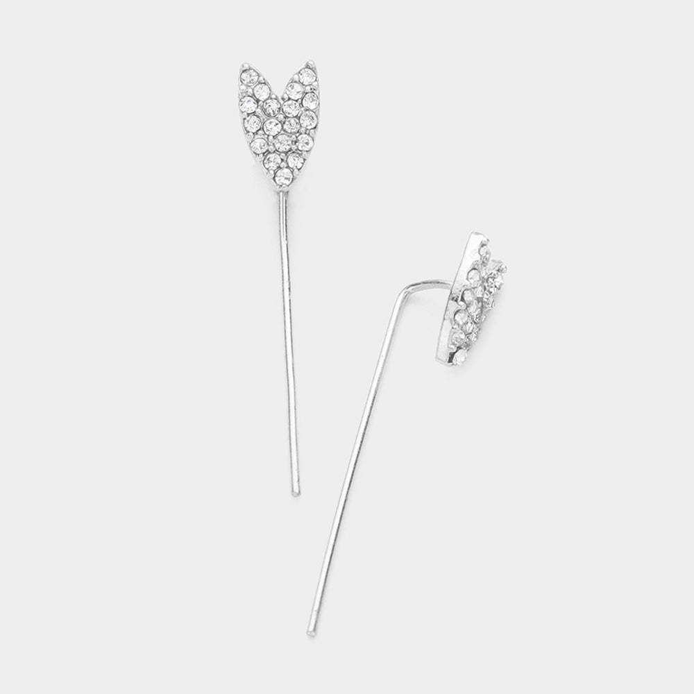 Crystal Pave Metal Ear Pin Earrings - Madeline Love - Flyclothing LLC