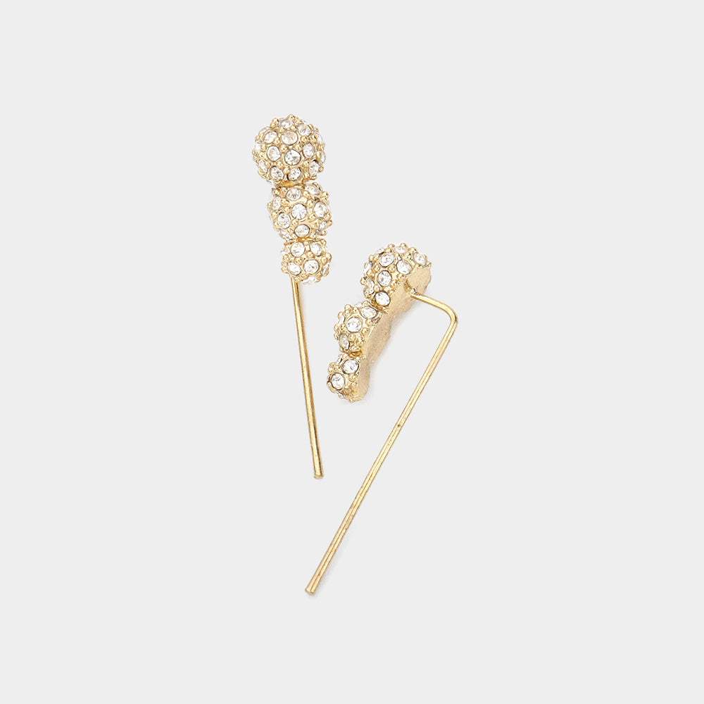 Crystal Accented Metal Ear Pin Earrings - Madeline Love - Flyclothing LLC