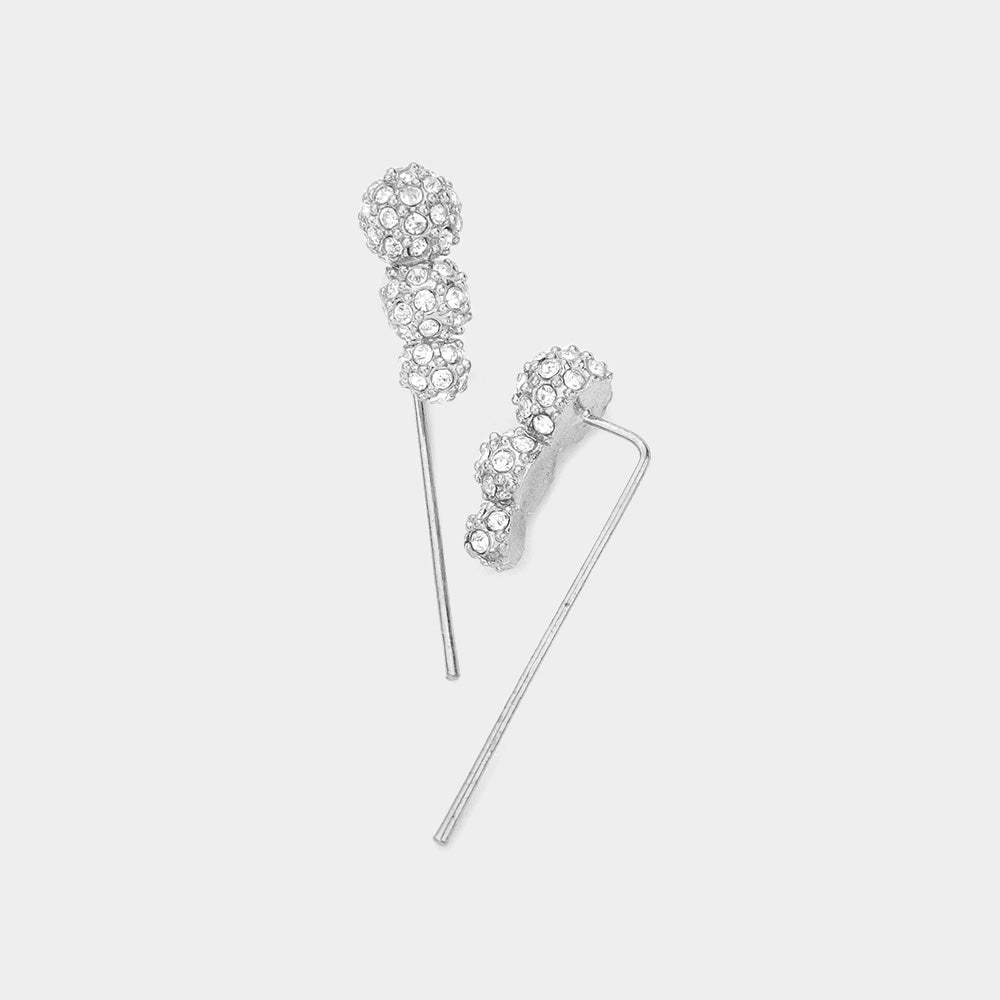 Crystal Accented Metal Ear Pin Earrings - Madeline Love - Flyclothing LLC