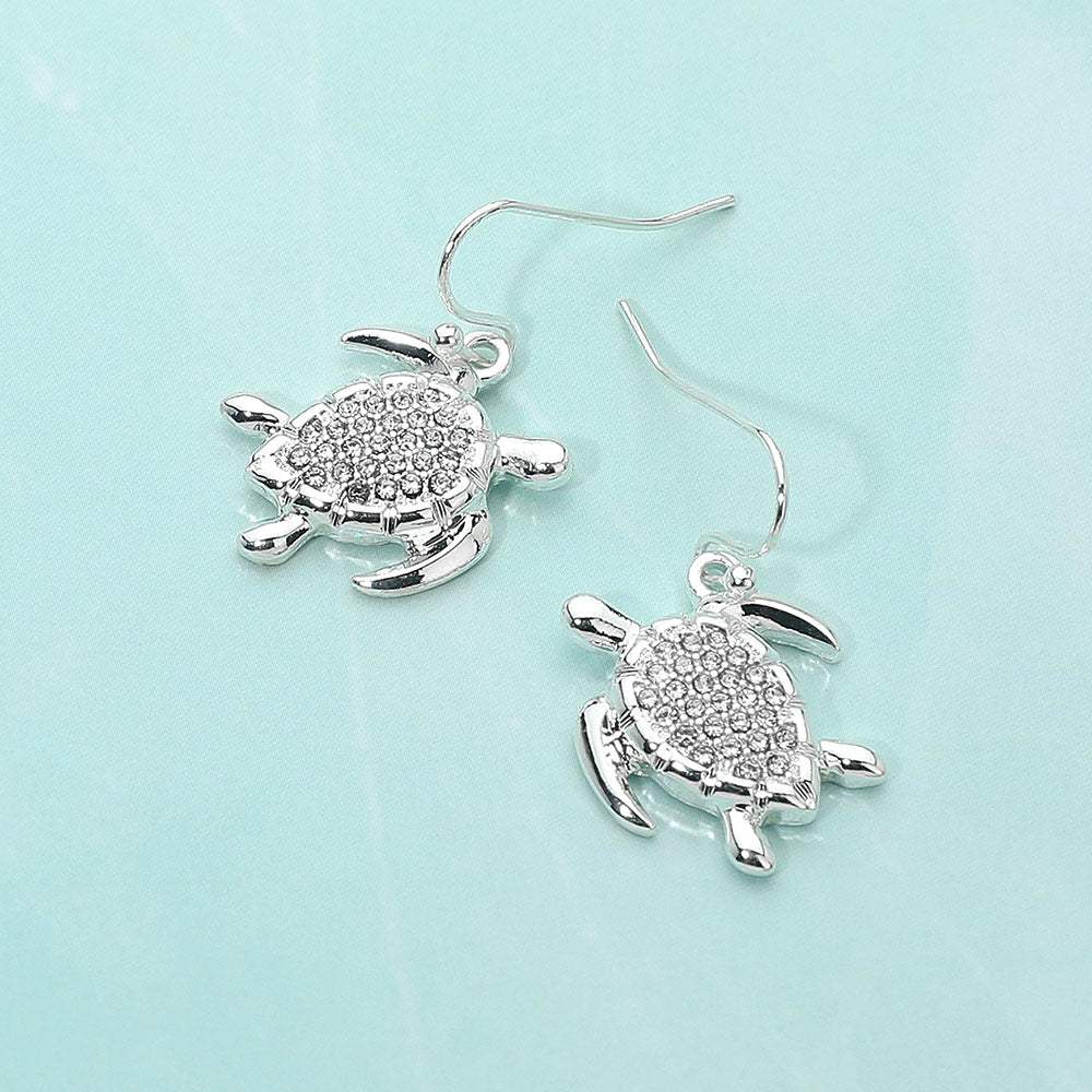 Stone Paved Sea Turtle Dangle Earrings - Madeline Love - Flyclothing LLC