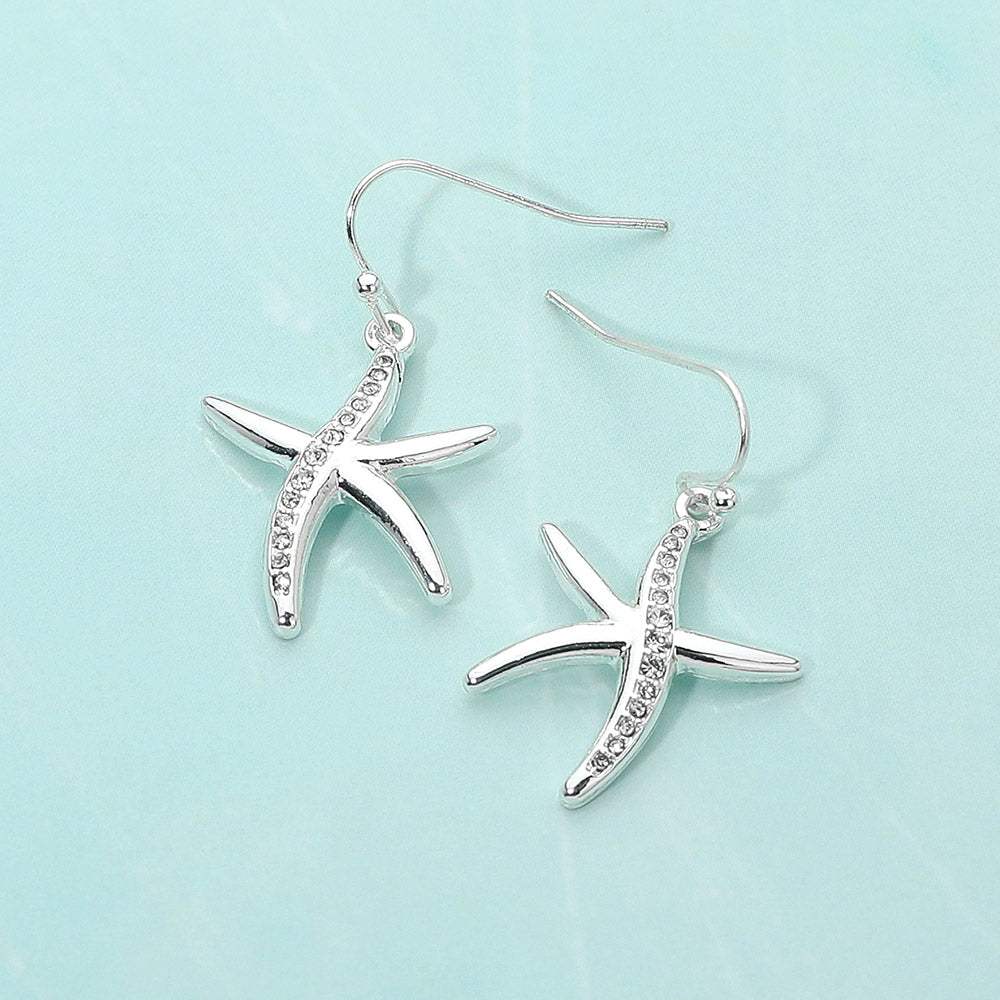 Stone Paved Starfish Dangle Earrings - Madeline Love - Flyclothing LLC