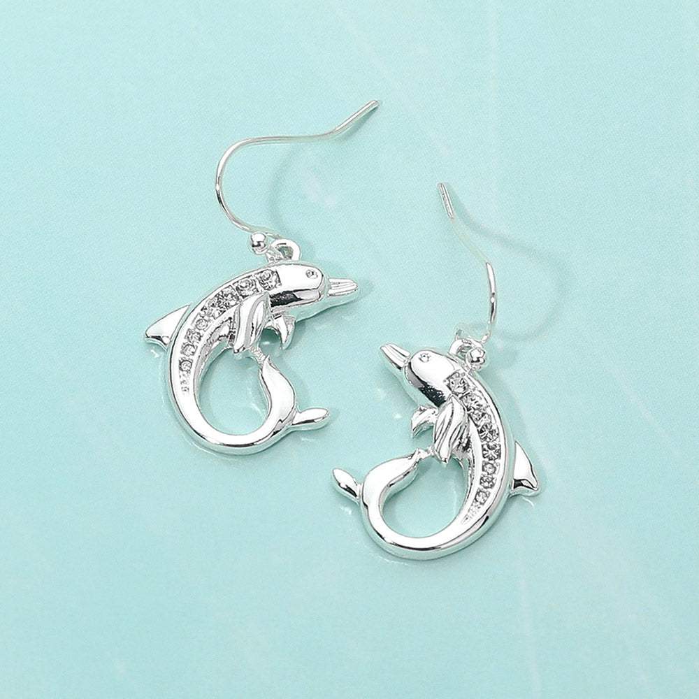 Stone Paved Dolphin Dangle Earrings - Madeline Love - Flyclothing LLC