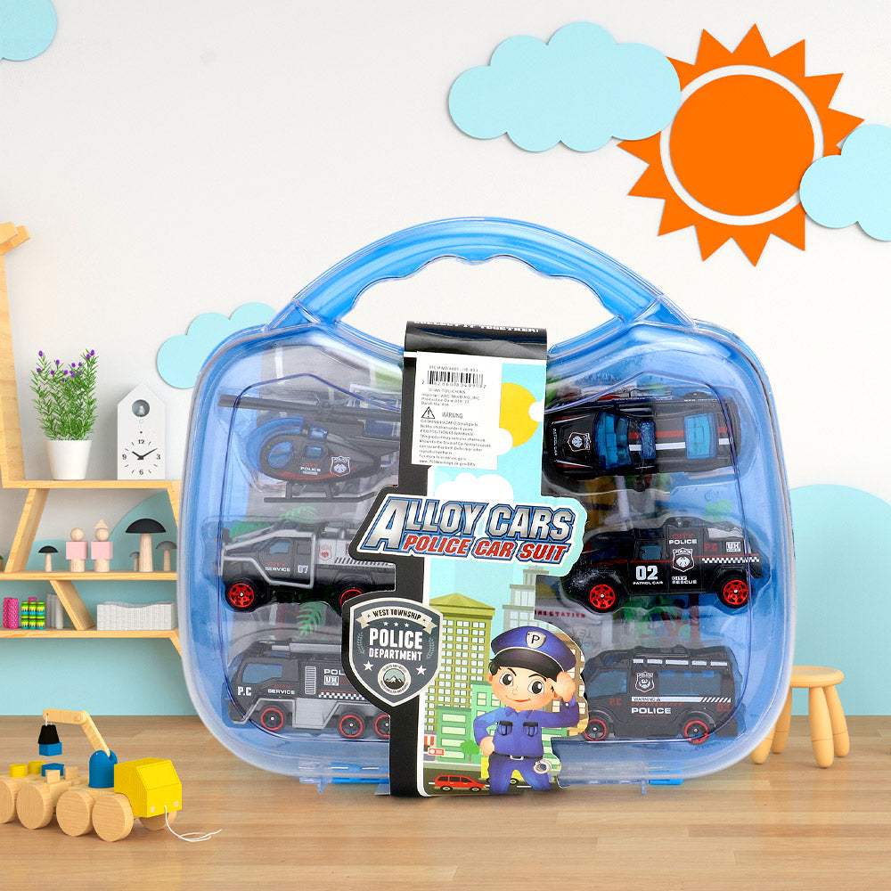 Police Car Suit Toys Alloy Cars With Play Mat Building Play Set - Madeline Love - Flyclothing LLC