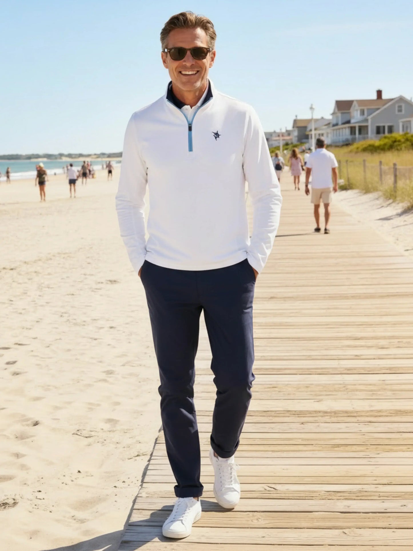 Montauk Quarter Zip Midweight Comfort - White Water Life - Flyclothing LLC