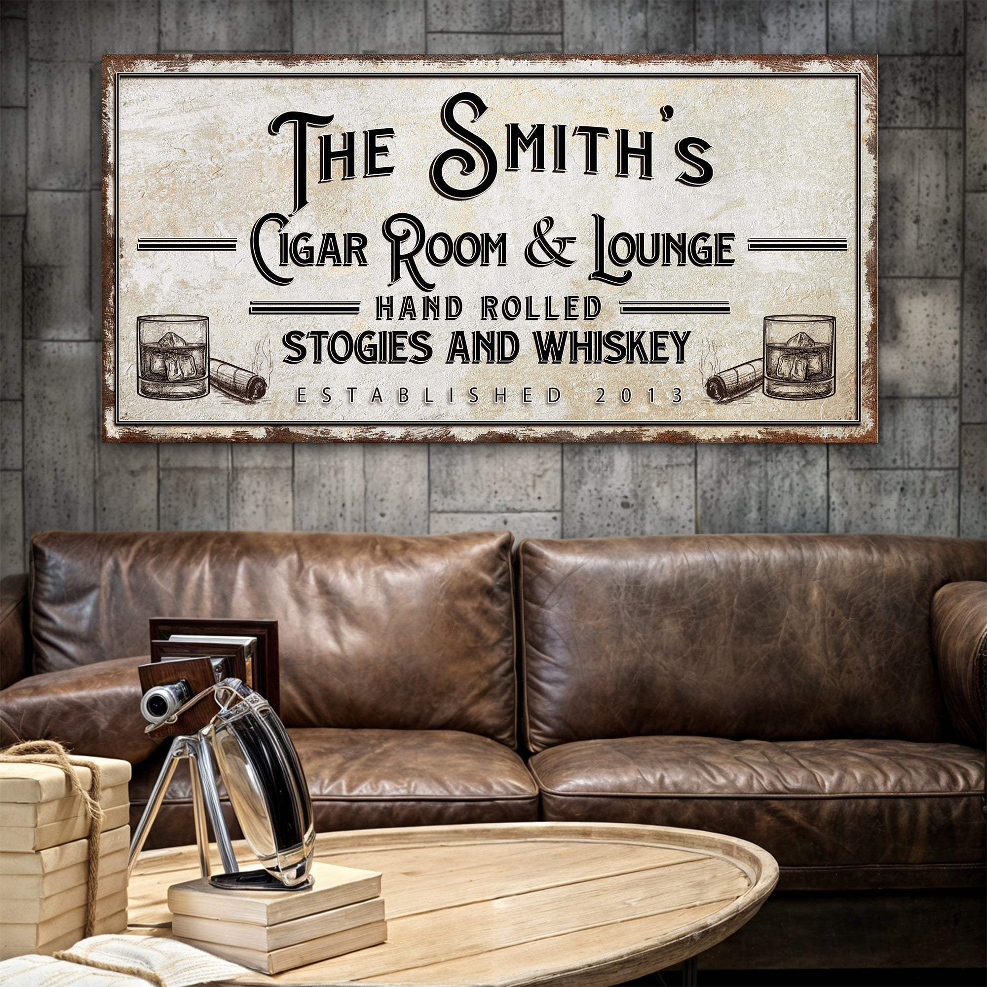 Personalized Cigar Room and Lounge Sign II - Tailored Canvases - Flyclothing LLC