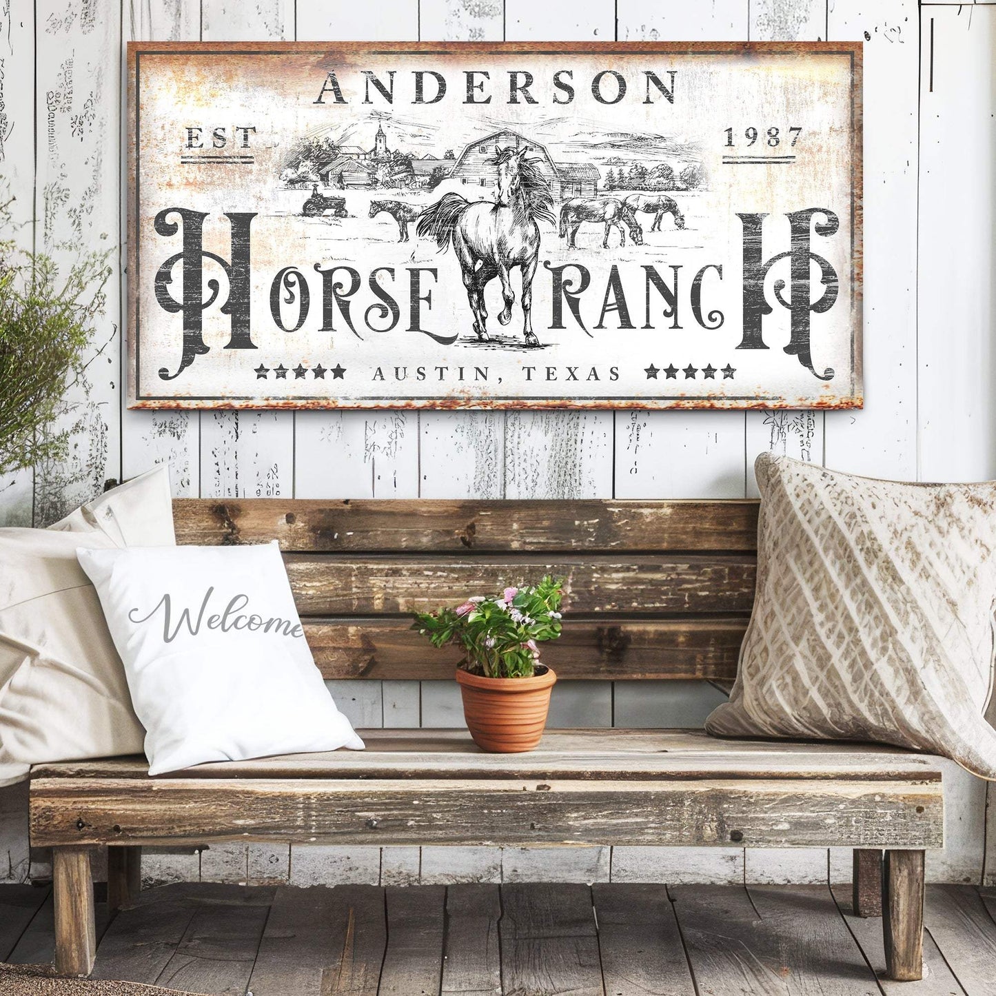 Family Horse Ranch Rustic Sign - Tailored Canvases - Flyclothing LLC