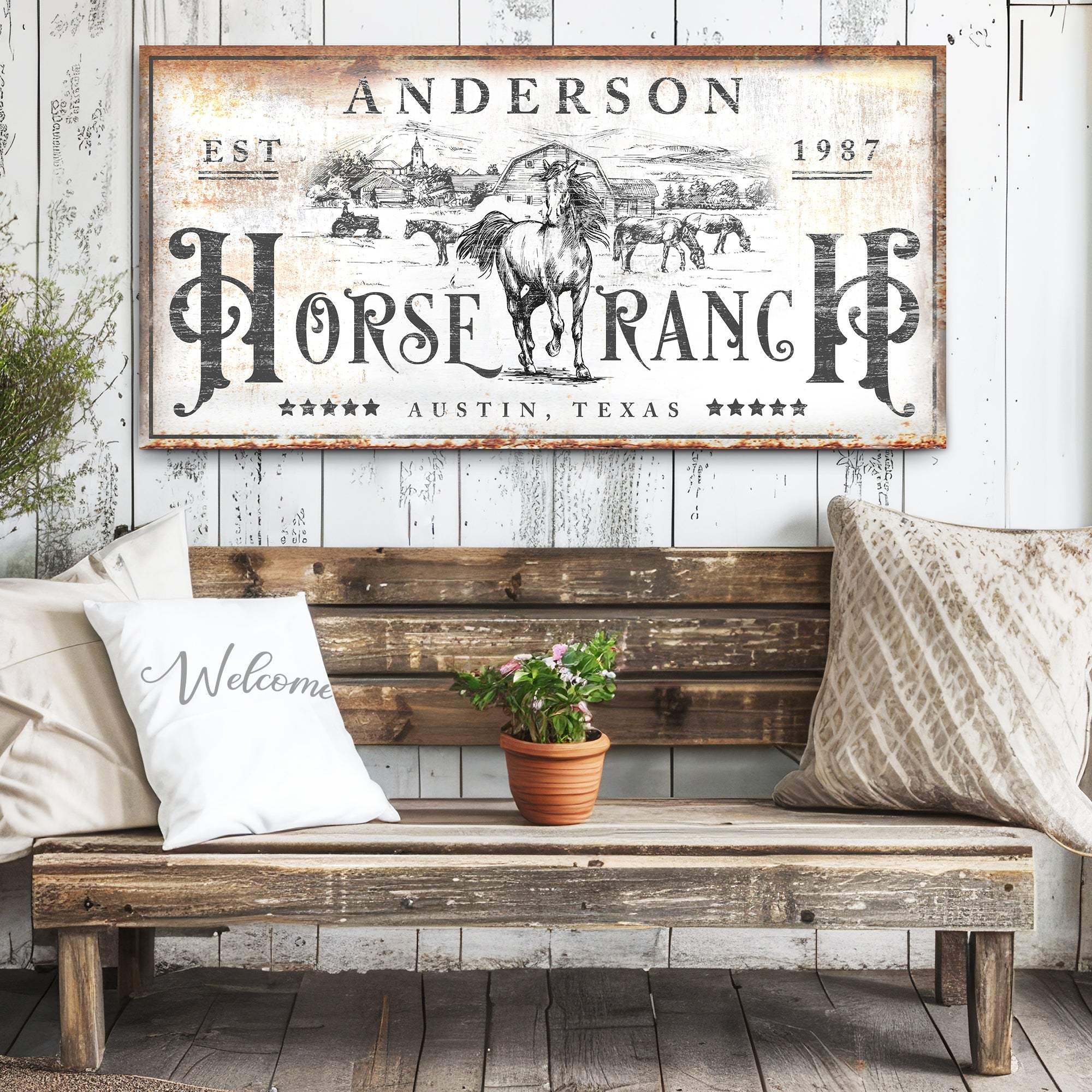 Family Horse Ranch Rustic Sign - Tailored Canvases - Flyclothing LLC