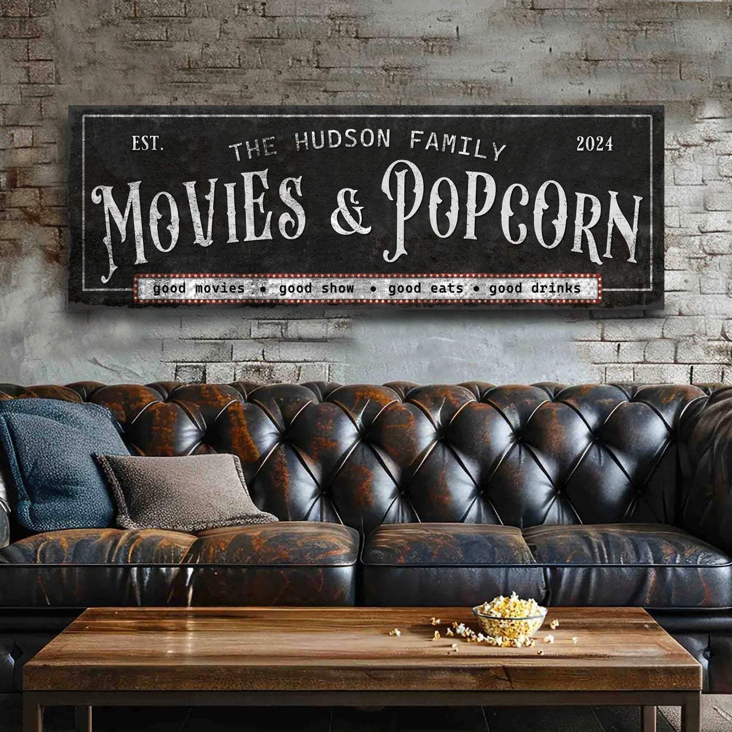 Personalized Movies & Popcorn Sign II - Tailored Canvases - Flyclothing LLC