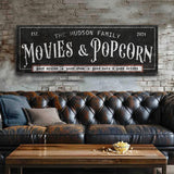 Personalized Movies & Popcorn Sign II - Tailored Canvases - Flyclothing LLC