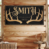 Personalized Family Antler Sign - Tailored Canvases - Flyclothing LLC