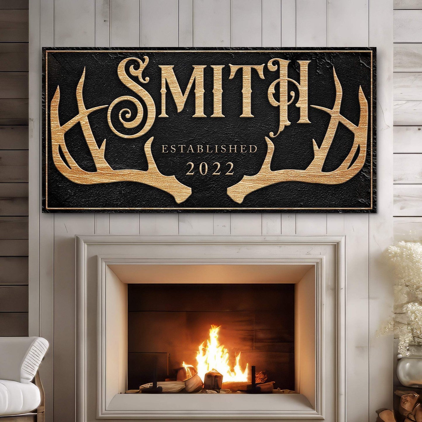Personalized Family Antler Sign - Tailored Canvases - Flyclothing LLC