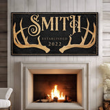 Personalized Family Antler Sign - Tailored Canvases - Flyclothing LLC